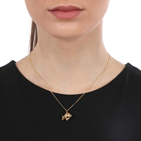 Fashionable.Me 18K Yellow Gold Plated Necklace Silver 925° Chain With Small Fish Motif-