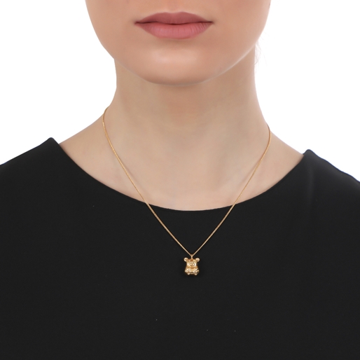 Fashionable.Me Gold Plated Chain Necklace With Small Bear Motif-