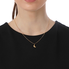 Fashionable.Me 18K Yellow Gold Plated Necklace Silver 925° Chain With Small Moon Motif-