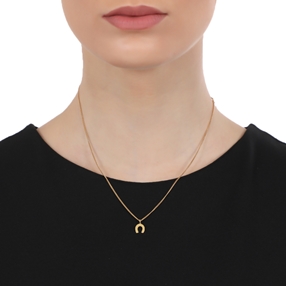 Fashionable.Me 18K Yellow Gold Plated Necklace Silver 925° Chain With Small Horseshoe Motif-
