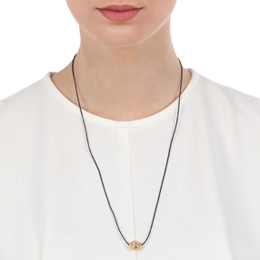 Fashionable.Me Cord Necklace With 18K Yellow Gold Plated Silver 925° Small Bouble Motif-