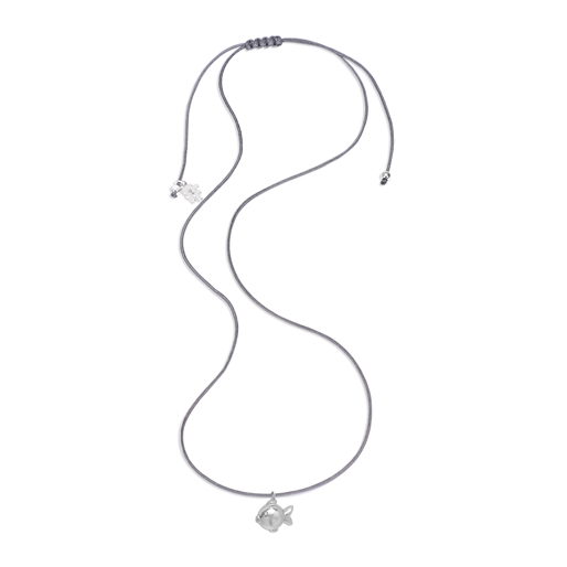 Fashionable.Me Cord Necklace With Silver 925° Small Fish Motif-