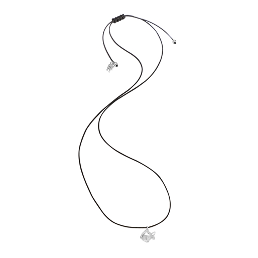 Fashionable.Me Cord Necklace With Silver 925° Small Fish Motif-
