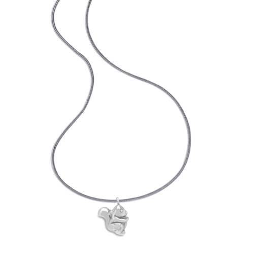 Fashionable.Me Grey Cord Necklace With Silver Squirrel Motif-
