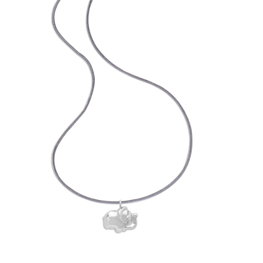 Fashionable.Me Grey Cord Necklace With Silver Elephant Motif-
