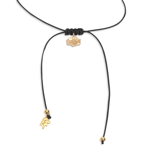 Fashionable.Me Cord Necklace With Gold Plated Elephant Motif-
