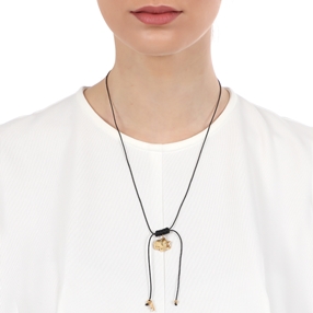 Fashionable.Me Cord Necklace With Gold Plated Elephant Motif-