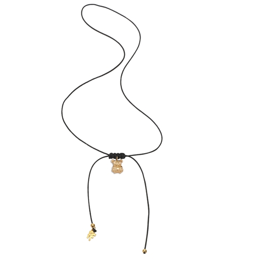 Fashionable.Me Cord Necklace With 18K Yellow Gold Plated Silver 925° Small Bear Motif-