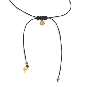 Fashionable.Me Cord Necklace With 18K Yellow Gold Plated Silver 925° Small Flower Motif-
