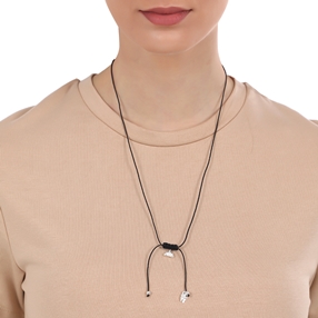 Fashionable.Me Cord Necklace With Silver 925° Small Croissant Motif-