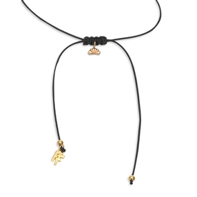 Fashionable.Me Cord Necklace With 18K Yellow Gold Plated Silver 925° Small Croissant Motif-