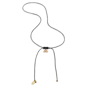 Fashionable.Me Cord Necklace With 18K Yellow Gold Plated Silver 925° Small Croissant Motif-