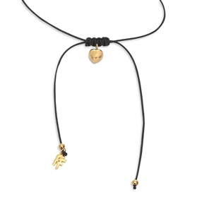 Fashionable.Me Cord Necklace With 18K Yellow Gold Plated Silver 925° Small Heart Motif-