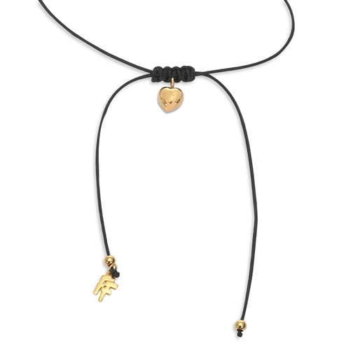 Fashionable.Me Cord Necklace With Gold Plated Heart Motif-