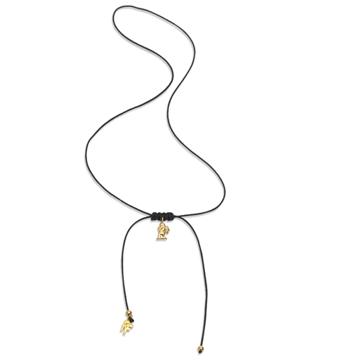 Fashionable.Me Cord Necklace With 18K Yellow Gold Plated Silver 925° Small Angel Motif-