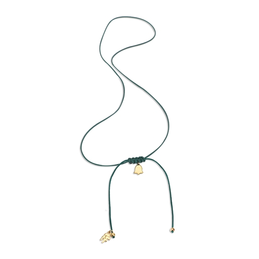 Fashionable.Me Cord Necklace With 18K Yellow Gold Plated Silver 925° Small Bell Motif-