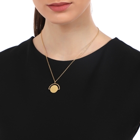 Reflection 18K Yellow Gold Plated Chain Necklace With Discus Motif-