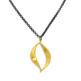 Flaming Soul Necklace With Gun Plated Chain And 18K Yellow Gold Plated Flame Motif-