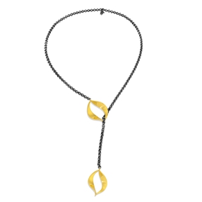 Flaming Soul Necklace With Gun Plated Adjustable Chain And 18K Yellow Gold Plated Flame Motif-