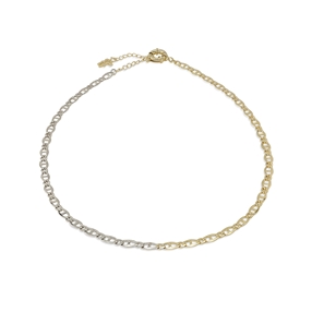 The Chain Addiction II bi-color short flat chain necklace-