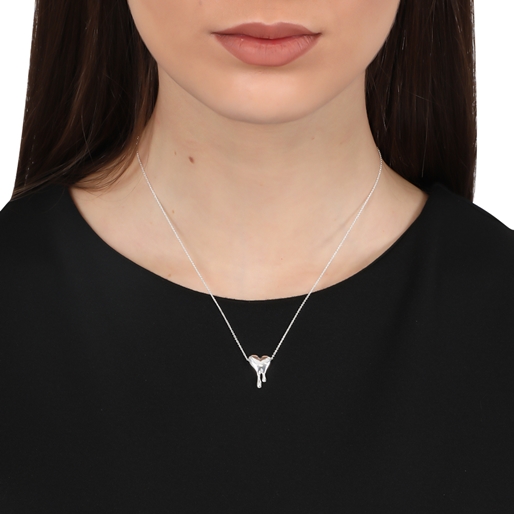 Melting Heart short silver necklace with heart -