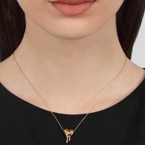Melting Heart short gold plated necklace with heart-