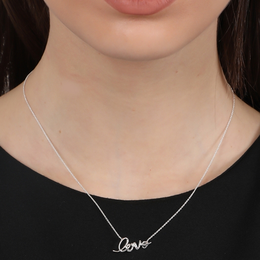 Melting Heart short silver necklace with love motif   -
