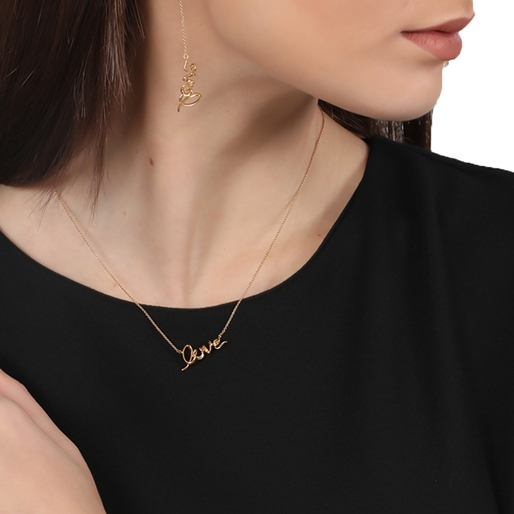 Melting Heart short gold plated necklace with love motif   -