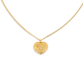 Fashionable.Me II Silver 925° 18K Yellow Gold Plated Chain Necklace With Carved Heart Motif-