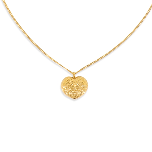 Fashionable.Me Gold Plated Chain Necklace With Carved Heart Motif-