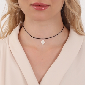 Fashionable.Me Cord Necklace with Silver Cross-