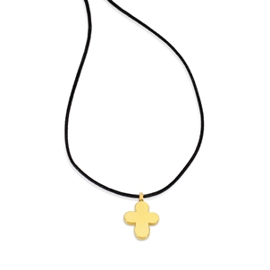 Fashionable.Me II Cord Necklace with Silver 925° 18K Yellow Gold Plated Cross Motif -