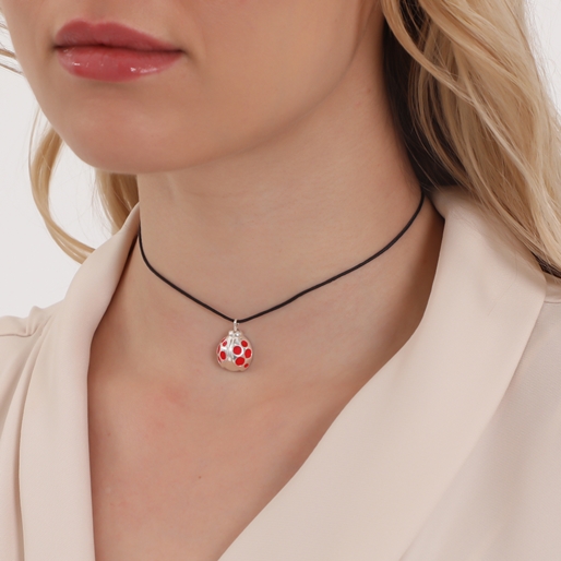 Fashionable.Me II Cord Necklace with Silver 925° Ladybug Motif -