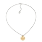 Kallos short silver necklace with gold plated coin motif-