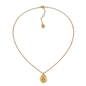 Archaics short gold plated necklace with carved drop-