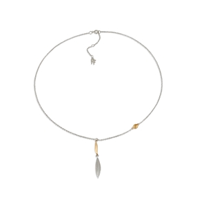Anima Olea short bi-color necklace with leaves and olive motif-