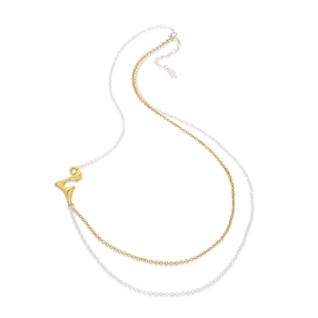 Beauty Flow short bicolor double chain necklace with irregular motif-