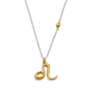 Star Sign short silver necklace with Leo sign-