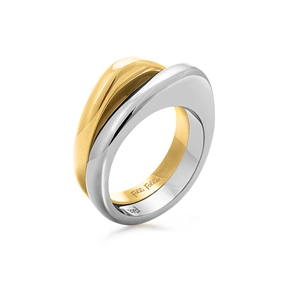 Metal Chic Silver And Yellow Gold Plated Double Ring-