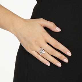 Pleats Bliss Silver Plated Brass Ring-