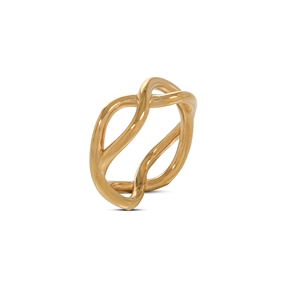 Fluidity Color brass ring with 18K yellow gold plating in spiral eternity motif-