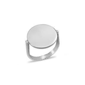 The Simple Reflection Silver Plated Ring With Discus Motif-