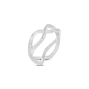 Fluidity Color silver plated brass ring in spiral eternity motif-