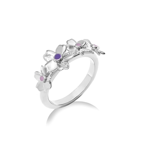 The Dreamy Flower silver ring with flowers-