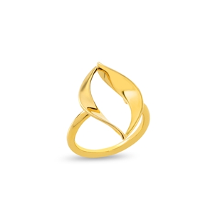 Flaming Soul 18K Yellow Gold Plated Ring With 18K Yellow Gold Plated Flame Motif-