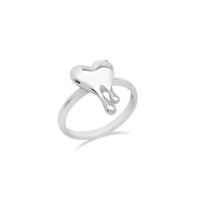 Melting Heart silver ring with heart-