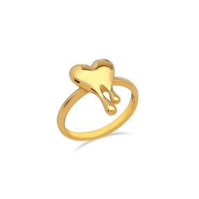 Melting Heart gold plated ring with heart-