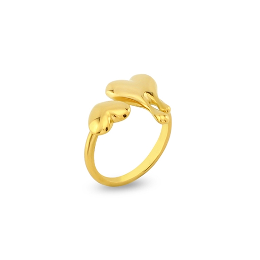 Melting Heart gold plated ring with two hearts-