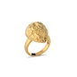 Archaics gold plated ring carved drop-