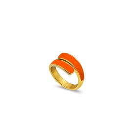 Mare Bello gold plated ring with coral enamel-